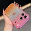 For iPhone 17 Pro Max Case Sparkle Rhinestone Decor TPU Phone Cover with Glitter Gradient Card