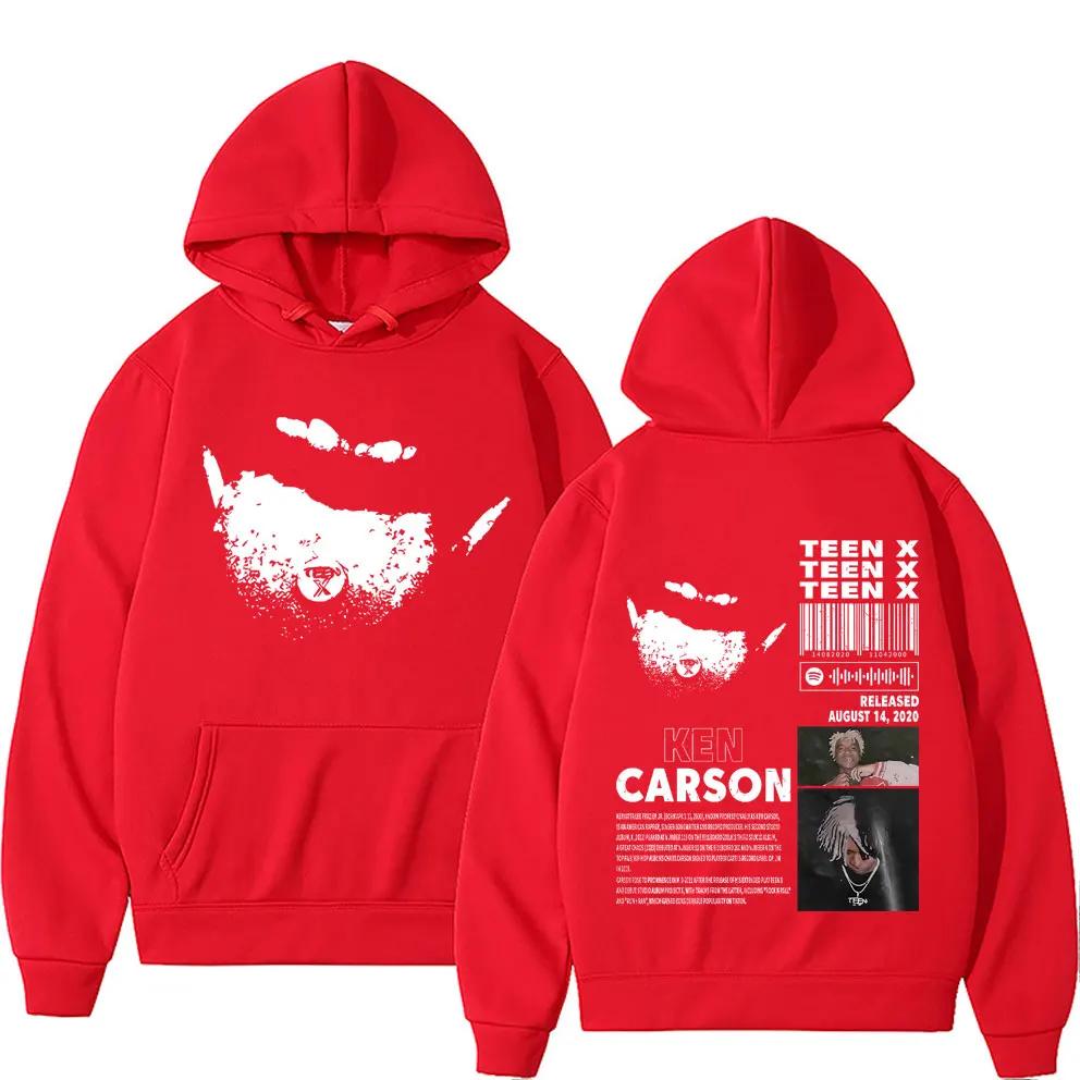 Rapper Ken Carson Teen X Music Album Double Sided Print Hoodie Rap Playboi Carti Opium Sweatshirt Male Hip Hop Oversized Hoodies