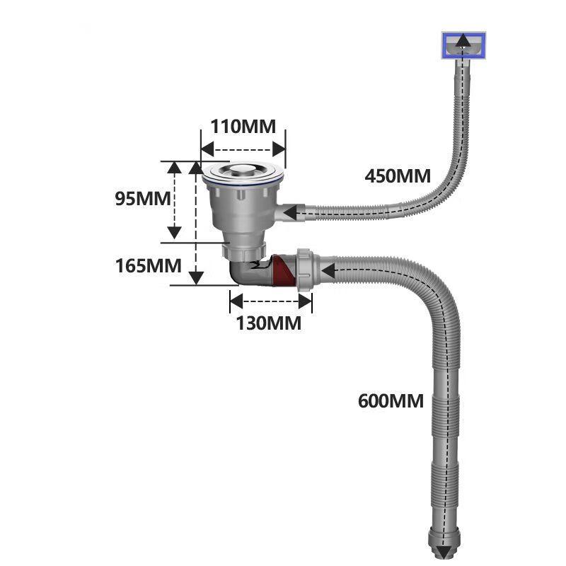 Single Basin Kitchen Sink Side Drain Kit