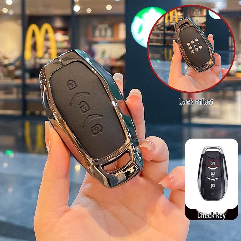 Blue Electric E5plus Key Case for Dongfeng Seres E5 Plug-in Hybrid DE-i Car Key Shell