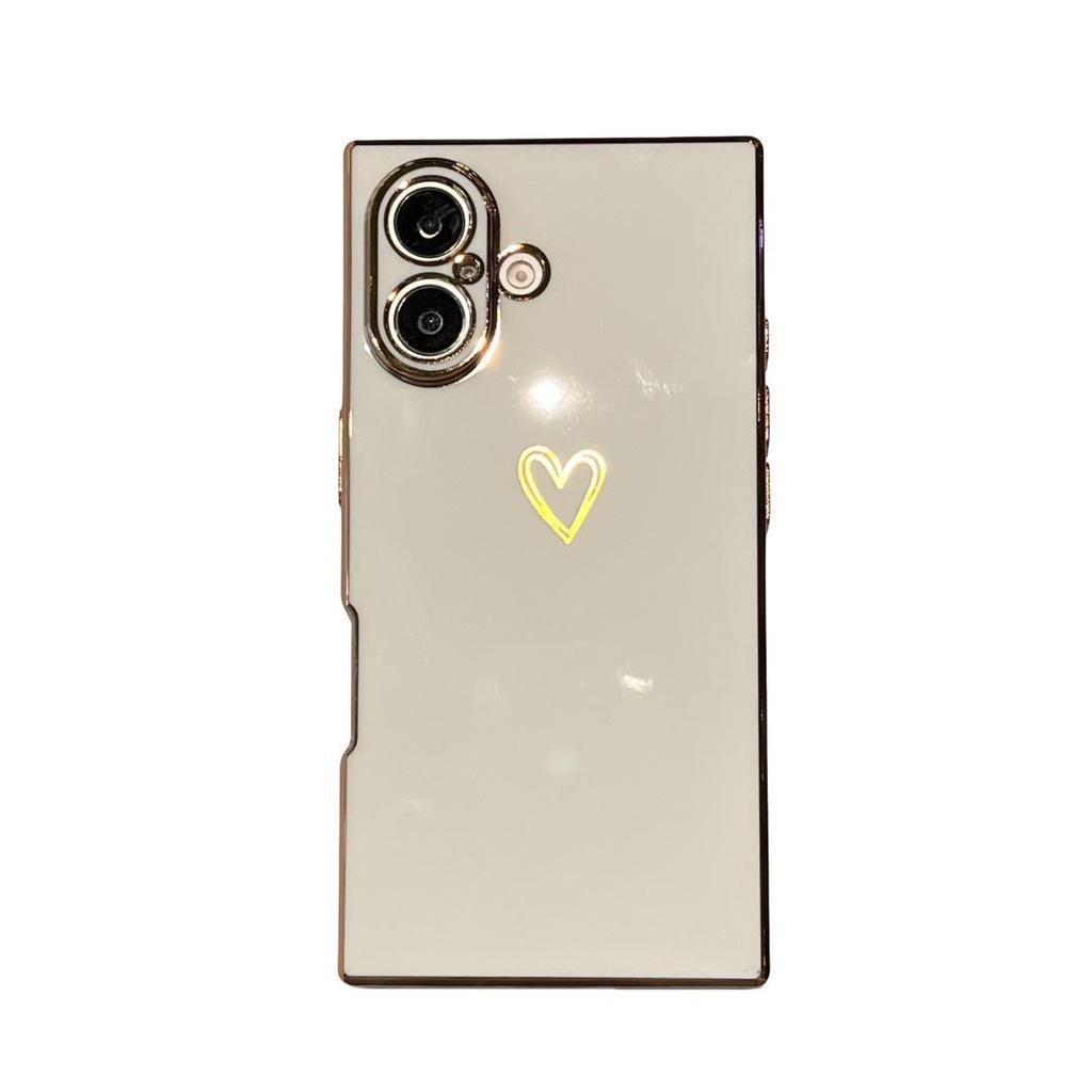 Universal Electroplated Heart Phone Case for iPhone 13/14/15/16 Pro Max - Anti-fall, Soft Shell.