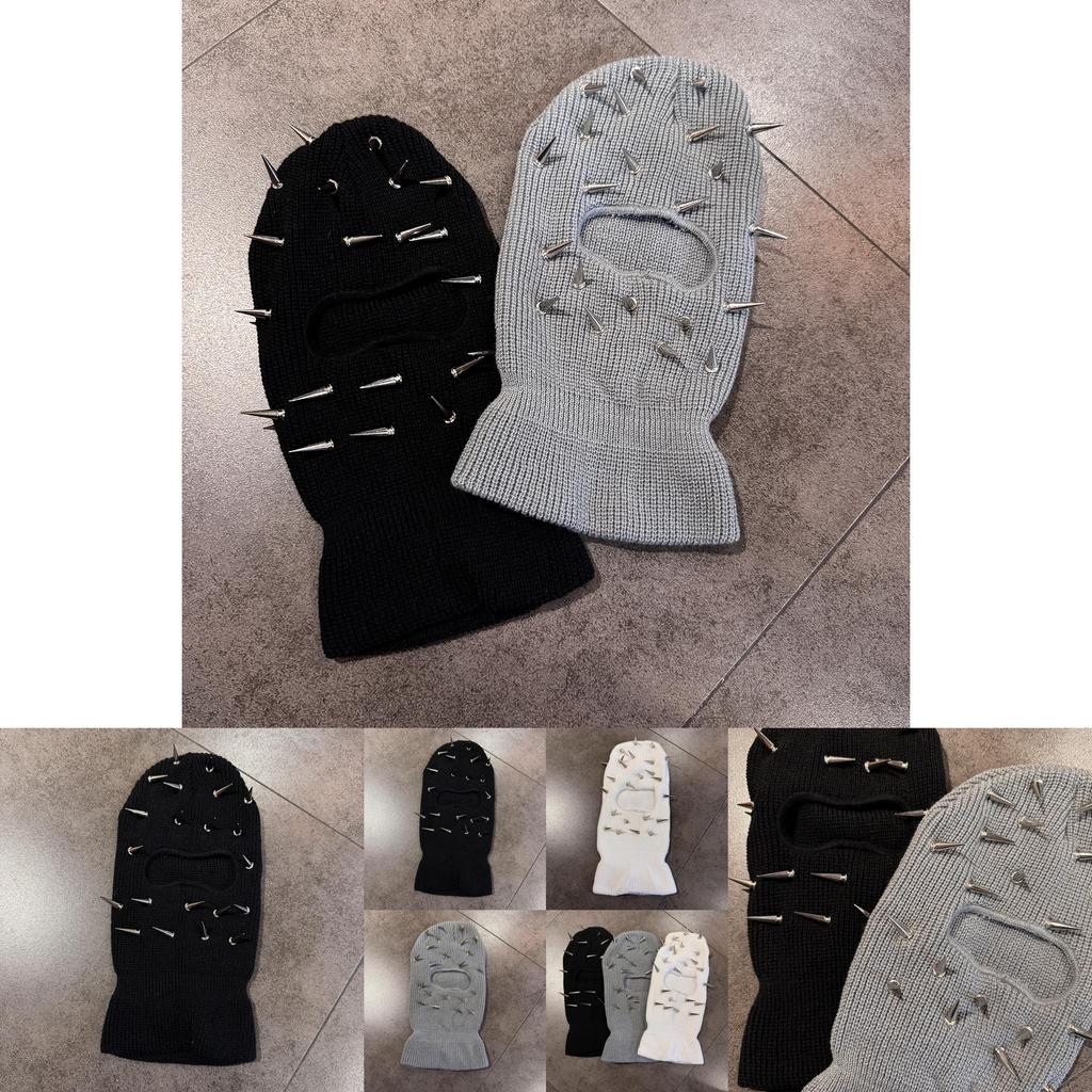 Hip Hop Hat Headgear Face Mask With Rivet Design For Winter Season