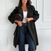 Women's Fashion Casual Woolen Solid Color Long Coat
