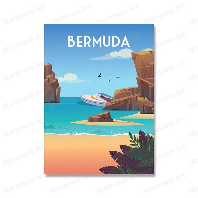 Tourist Landscape Poster Spain Menorca French Riveria Santorini Canvas Print Nordic Wall Art Picture
