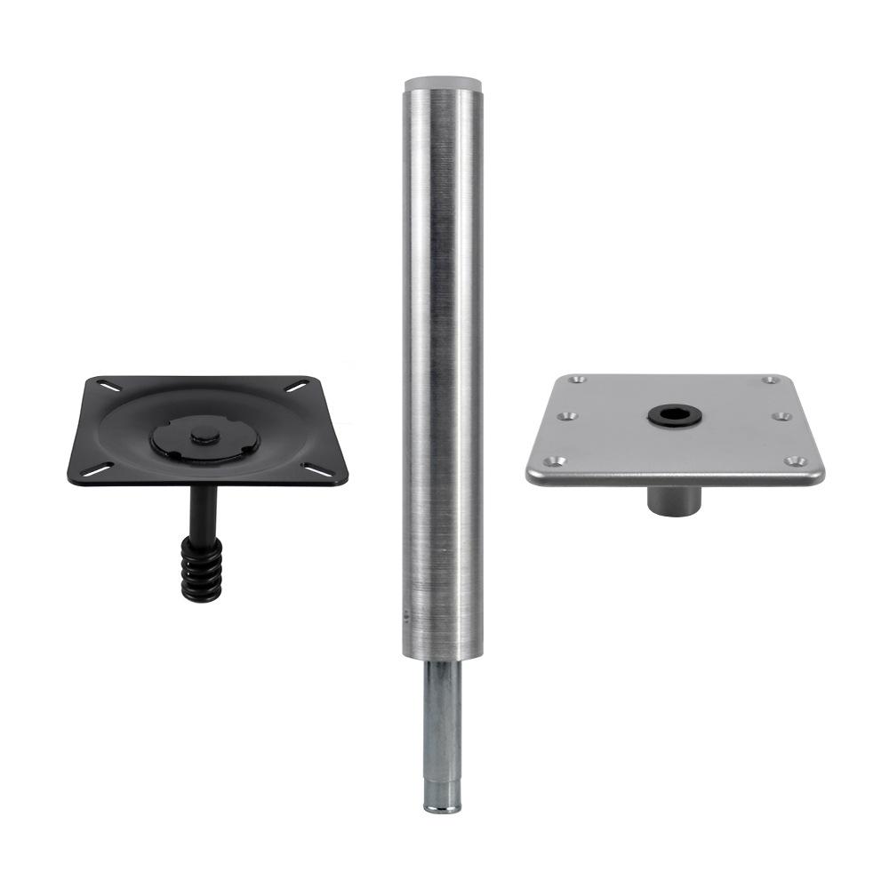 Boat Seat and Pedestal Mount Package 3 Piece Kit with 7" x 7" Marine Boat Pedestal Base & 3/4" Boat Seat Swivel Pedestal Post