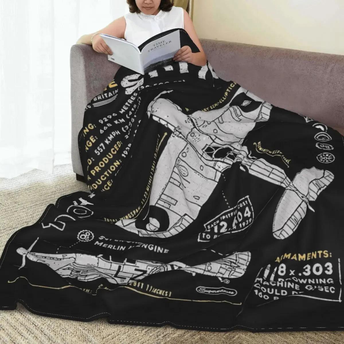 Supermarine Spitfire Fuzzy Blankets Fighter Pilot Aircraft Airplane Awesome Throw Blanket Home Hotel Sofa 200x150cm Bedspreads 75X95CM