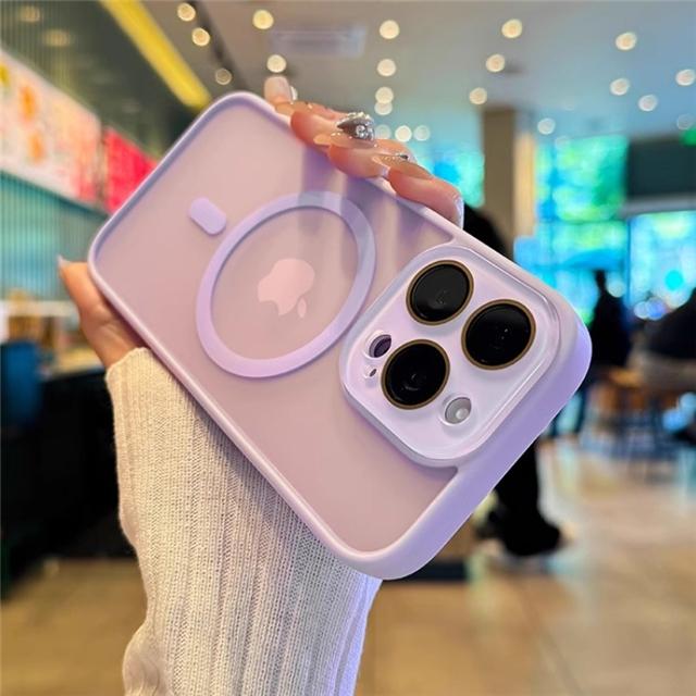 For iPhone 16 Pro Max Luxury Lens Glass Magsafe Magnetic Phone Case For iPhone 13 14 15 Plus Matte Translucent Protective Cover