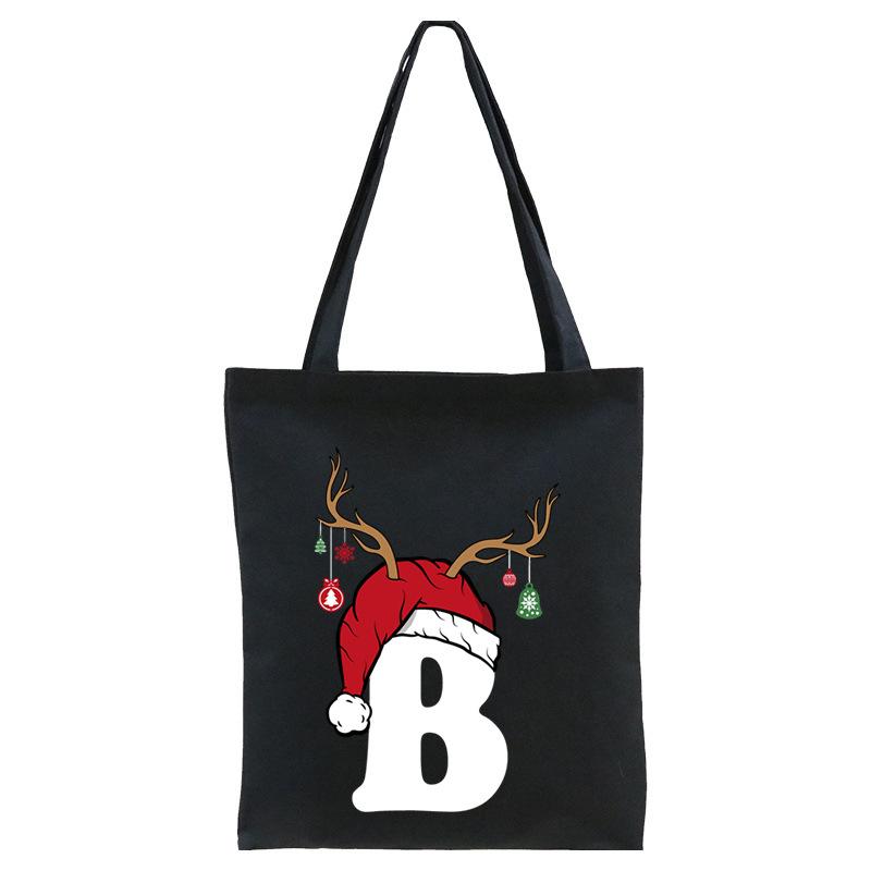 Christmas 26 English Letter Printing Tote Bag Shoulder Bag Women's New Large Capacity Go Out Portable