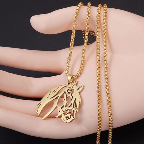 Horse Head Pendant Necklace Horse Silhouette Charm Necklace Women Men Zodiac Animal Necklace Jewelry Gift for Valentine's Day Birthday