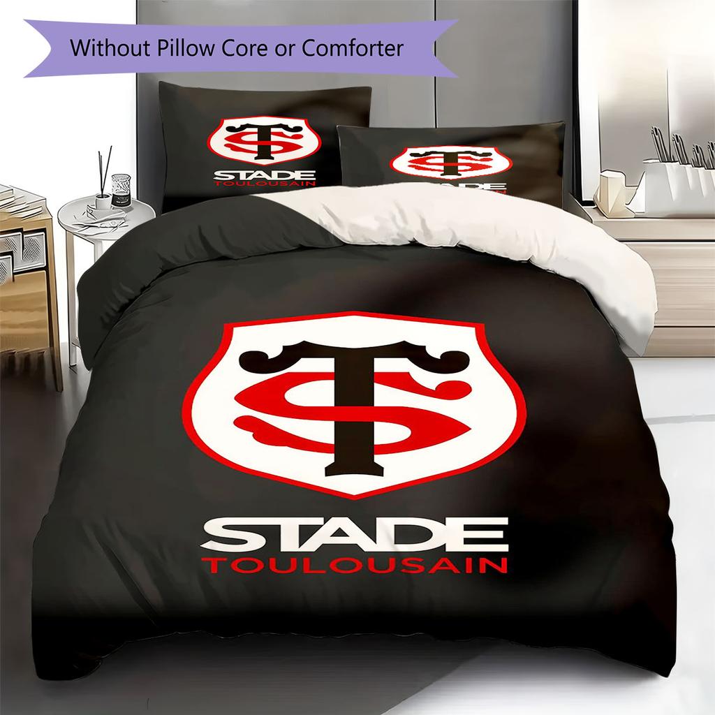 Stade Toulousain Pattern Bedding,Quilt Set Quilt Cover Pillowcase Home Birthday Gift(1 * Duvet Cover + 2 * Pillowcase, Without Core)