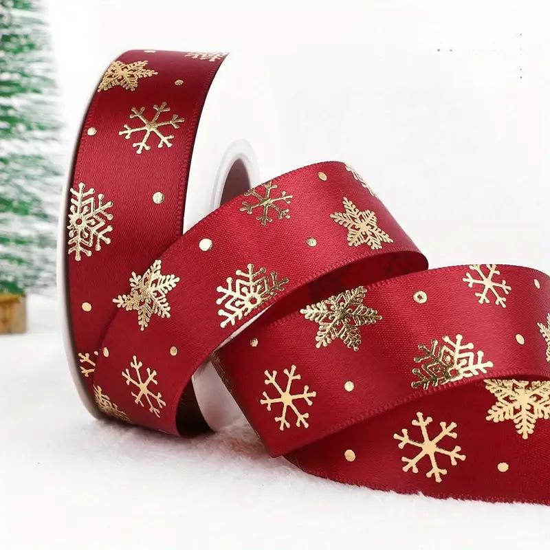 

Рождественская лента: Цветной глянцевый сатин с горячим тиснением - 2,5 см для подарочной упаковки и украшения вечеринок