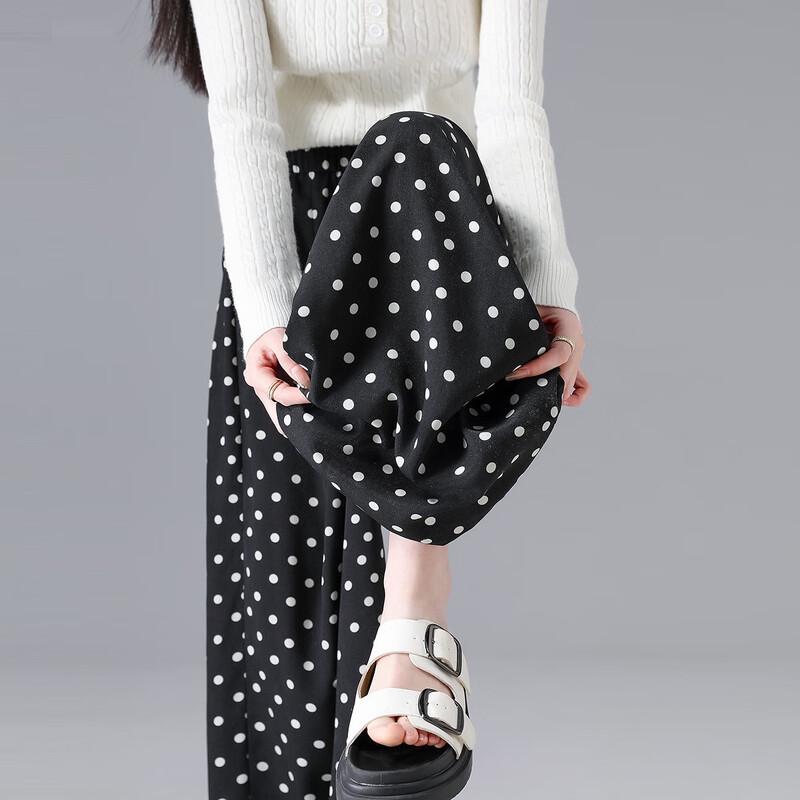 Demana Romantic Polka Dot Chiffon Wide-Leg Pants