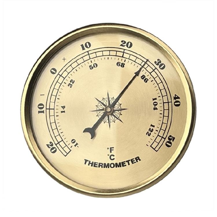 

90mm Thermometer Temperature Monitoring Clear Display Electroplated Gold Frame for Accurate Indoor Climate Assessment 1
