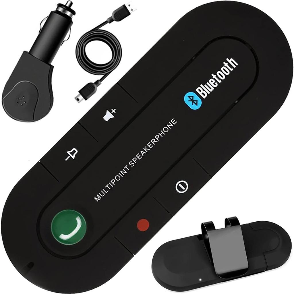 Bil Bluetooth Handsfree-sett med Volumkontroll og Lytt til Musikk, Handsfree-sett med Batteri Opptil 16 Timer Kompatibelt med IPhone, Samsung,