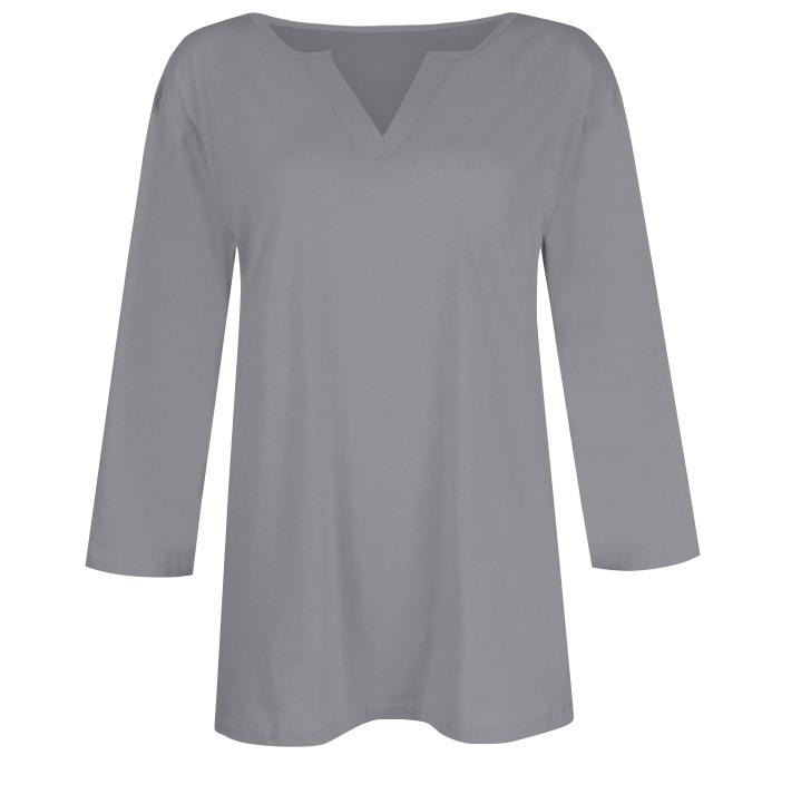 2025 Women's V-Neck 7-Point Sleeve Solid Color T-Shirt