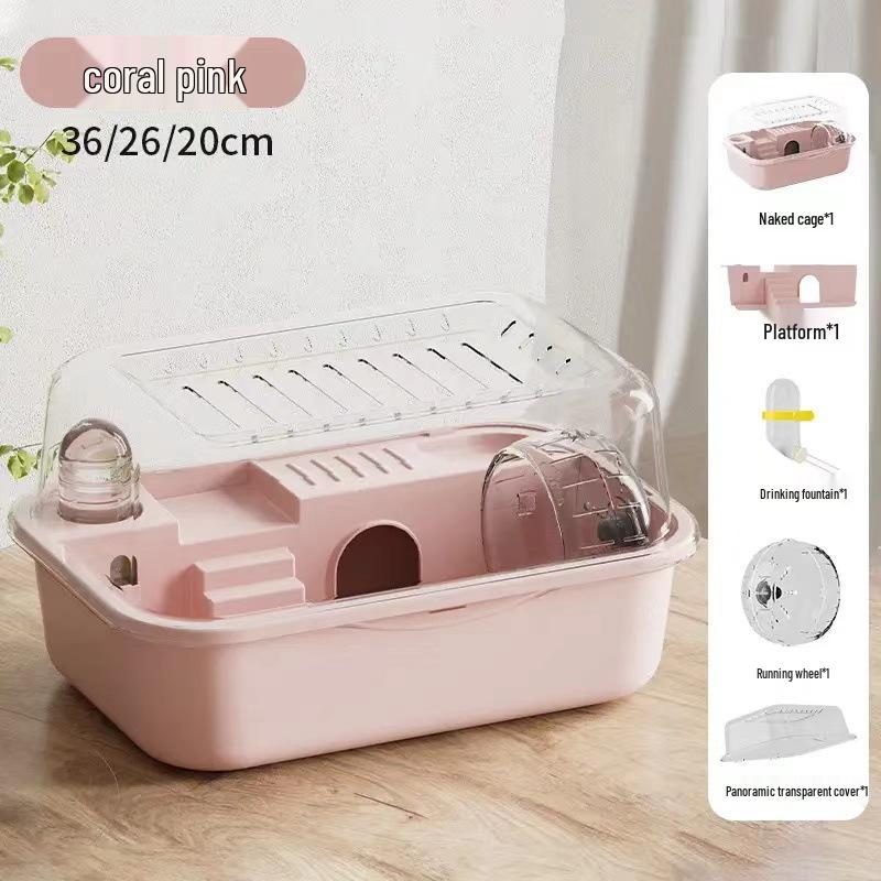 Golden Wire Double Layer Acrylic Hamster Villa - Extra Large, Transparent, Luxury Cage