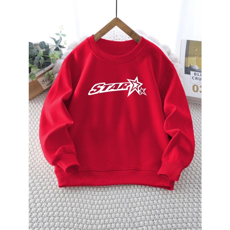 European sizes Casual Round Neck Sweatshirt with Subtle Random Print, Durable Casual Attire & Play