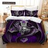 Duvet Cover Set Black Skull SkeletonPaisley Floral Gothic Luxury Soft Bedding Set Comforter Cover Halloween Decor,Queen Size
