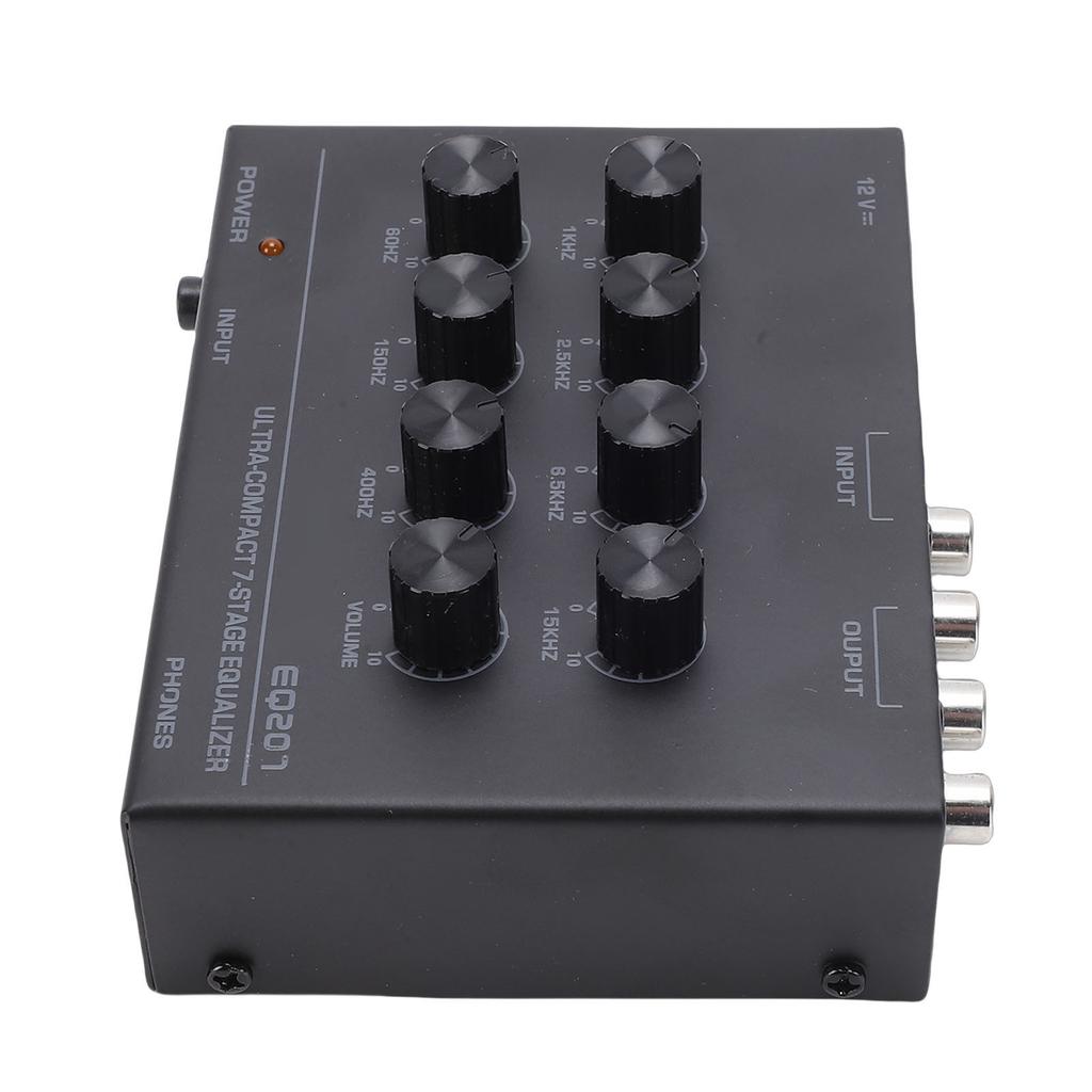 7 Band Sound Equalizer with 3.5mm Input Headphone   Two Channel Digital Equalizer for Home Car Treble and Bass Adjustment