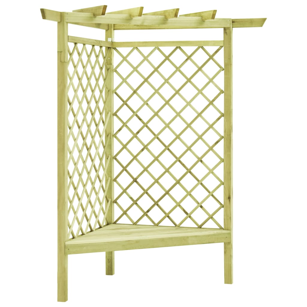 Eck-Pergola mit Bank 130*130*197 cm Imprägniertes Kiefernholz