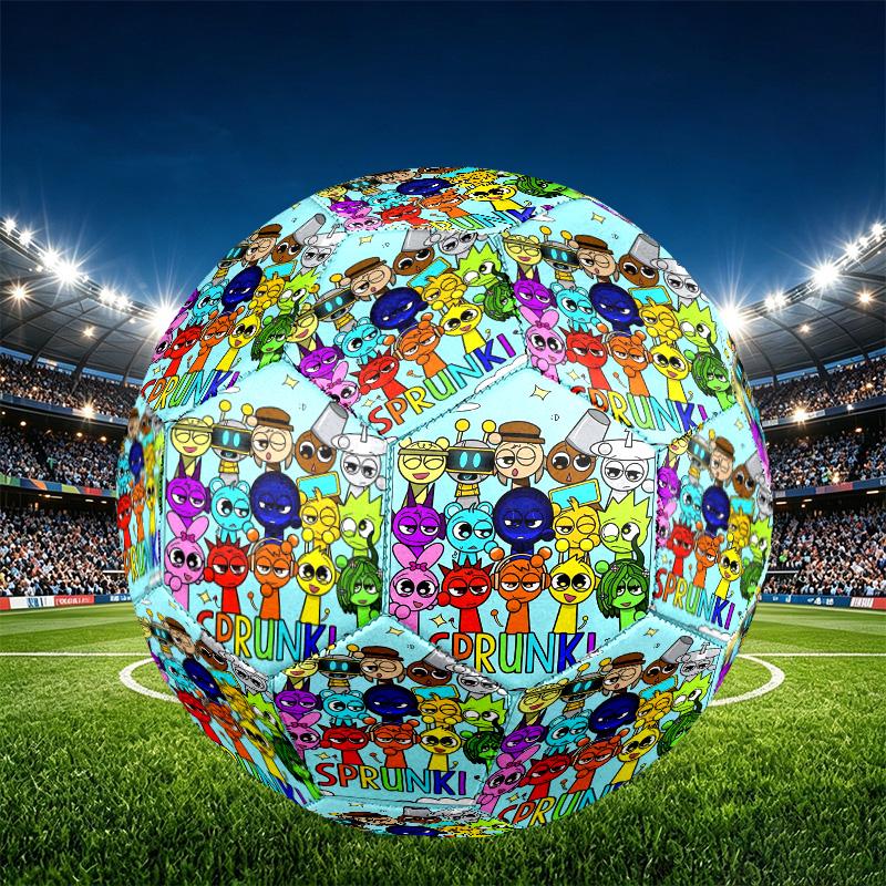 Sprunki Game Print Size 5 Soccer Ball, PU Wear Resistant Football for Match Training and Daily Practice, Birthday Gift for Soccer Fans