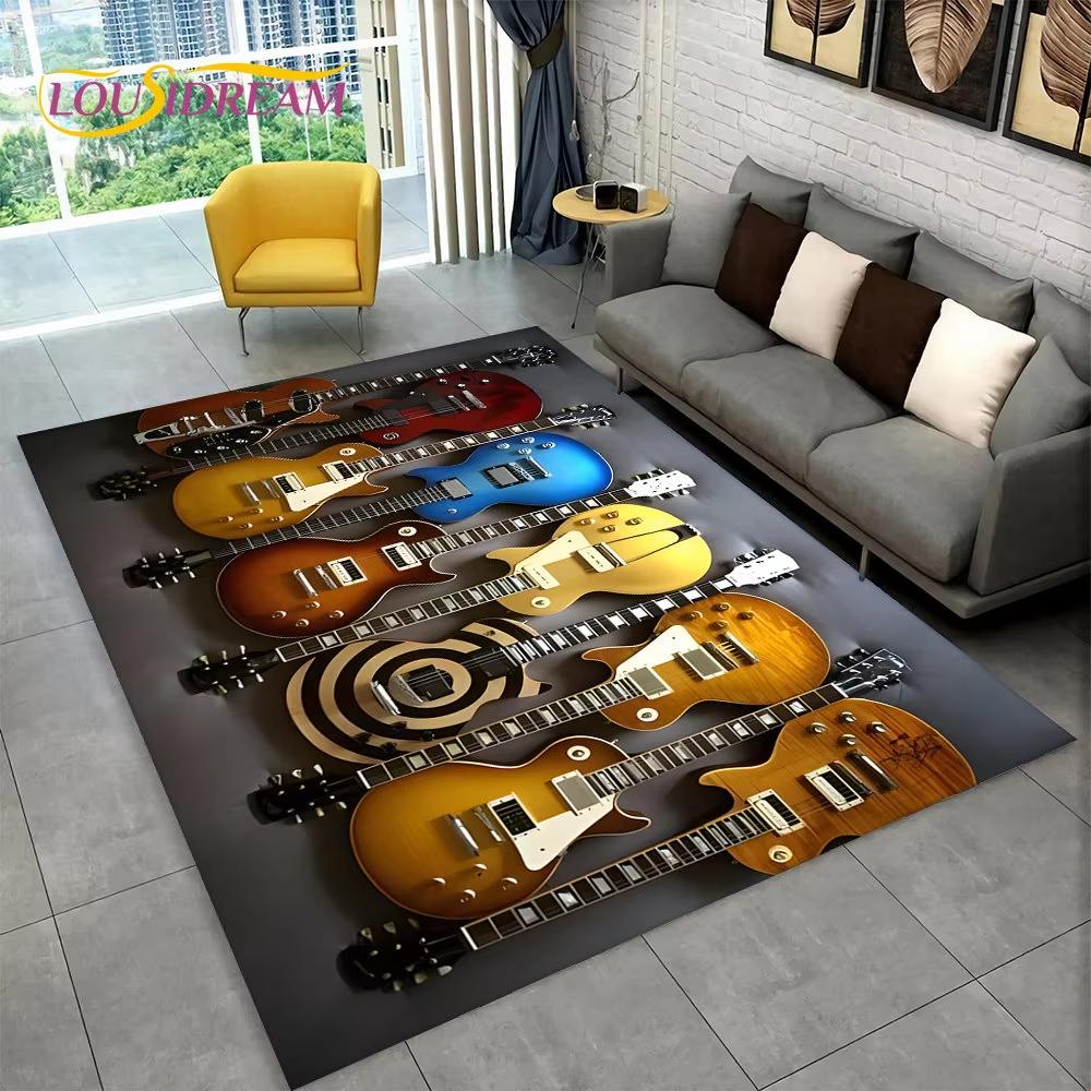 Cool Electric Guitar Carpet Soft Floor Mat Doormat Winter Soft Living Room Sofa Carpet Warm Rug For Bedroom Home Decorati