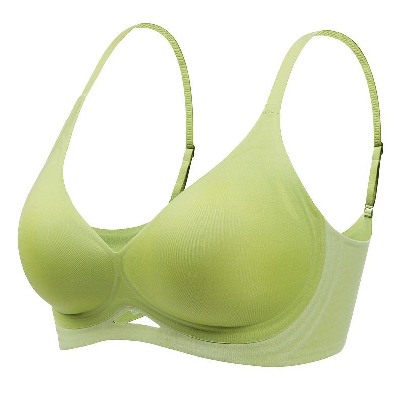 Thin hollow jelly soft support fixed cup underwear women's seamless lift small breasts gather and close the double breasts beautiful back bra