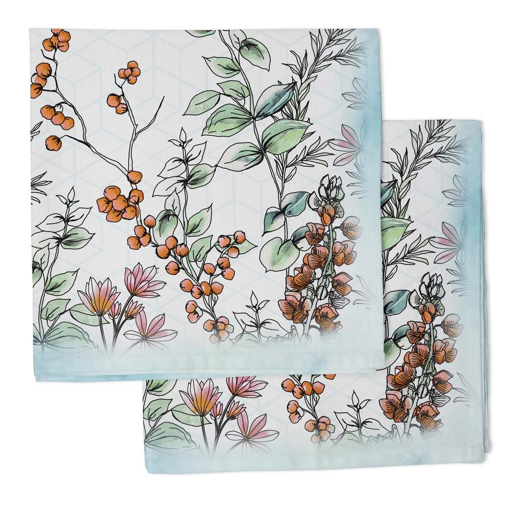 Vargottam Luxury Collection Dinner Table Linen Decor Cotton Napkin Printed Fabric Reusable Napkins Set Of 12, 20   X 20   - Watercolor