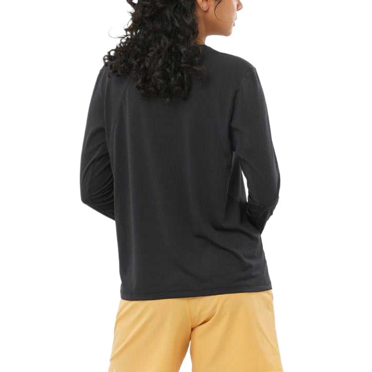 SALOMON Breathable Lightweight Quick-Dry Sports Long Sleeve T-Shirt Women Tops Deep-Black C24261