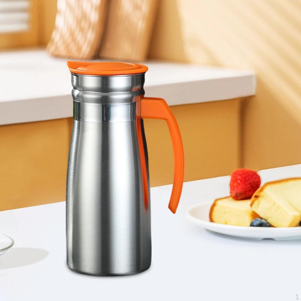 , Insulated Jug, Stainless Steel Vacuum Carafe, Leak Beverage Dispenser, Modern Design, And Cold