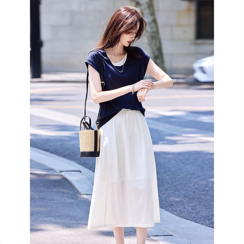 Women's Sleeveless Two-Piece Set with A-Line Skirt