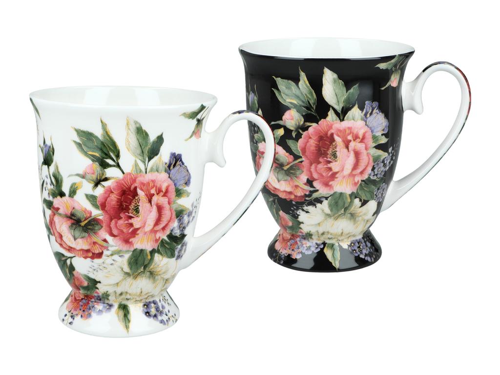 Set of 2 Carmani Ceramics Heart Flowers Mugs Gift Set 300ml