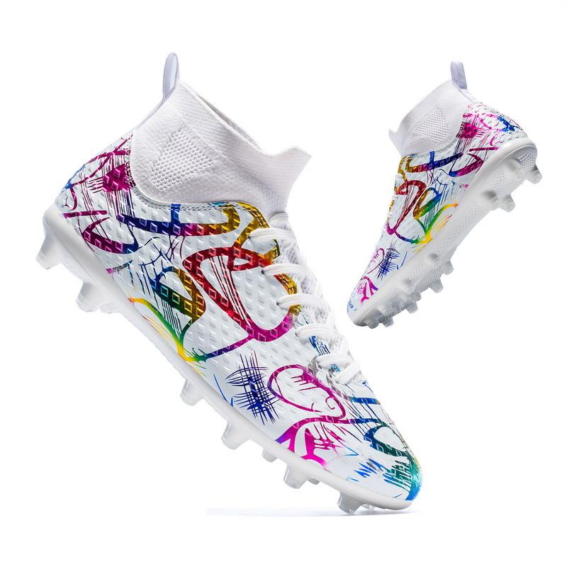 Football Shoes High Top Camouflage World Cup Professional Match Long Nail Sneakers Popular Tf Broken Nail Football Shoes