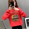 Unisex Korean Style Casual Letter Print Plus Velvet Sweatshirt, Long Sleeve, Round Neck, Loose Fit for Autumn/Winter.