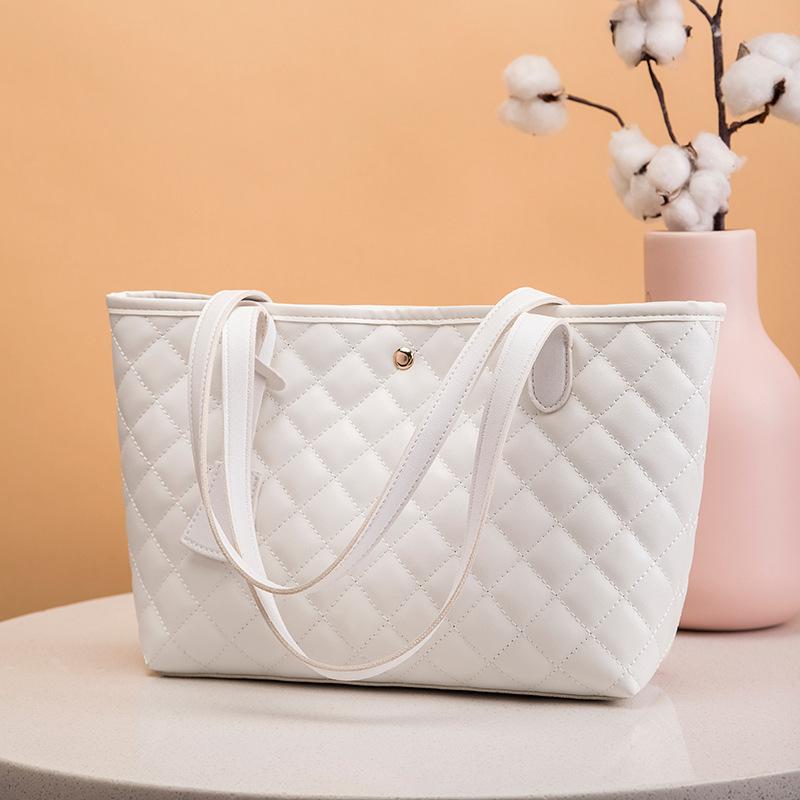 

Вышитая ромбами портативная сумка-тоут, универсальная женская сумка большой вместимости белый