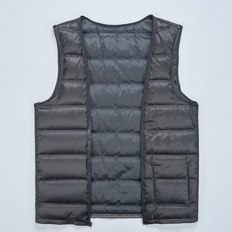 Middle-aged and Elderly Men's Woolen Coats Mid-length Stand-up Collar Down Lining Autumn and Winter Double-sided Woolen Coats Men's Two-piece Set