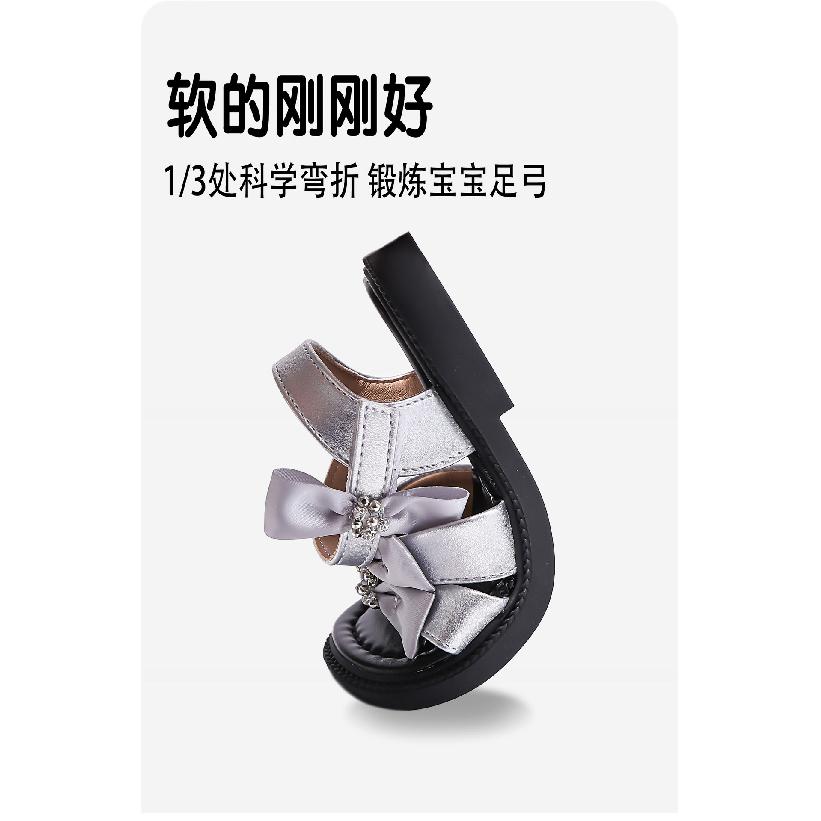 Girls' Bowknot Sandals Summer New Style Princess Shoes for Girls, Soft Sole Open-Toe Beach Shoes for Older Children