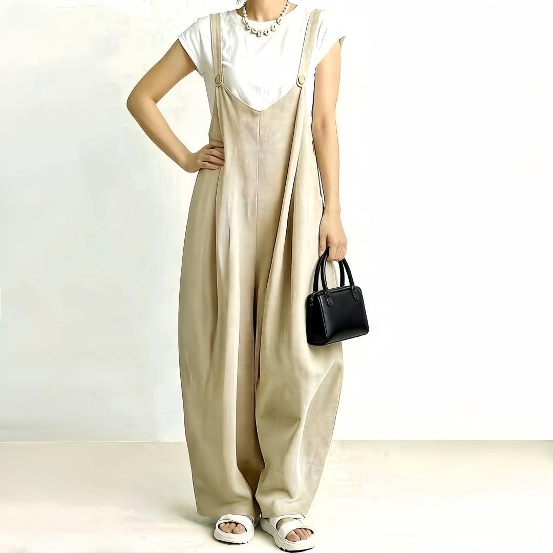 

Japanese Style Wide-Leg Lazy Cold Overalls: Loose Solid Color Jumpsuit for Spring/Summer Medium хаки