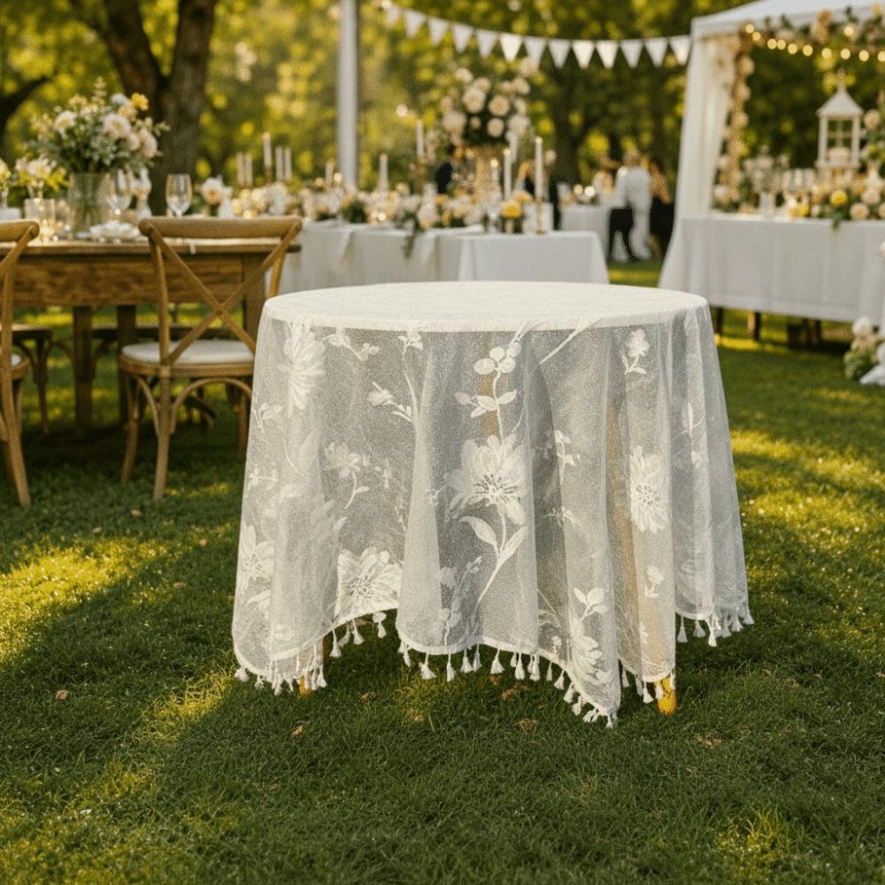 Embroidered Lace Tablecloth Dust-Proof French Table Cover Decor  Living Room