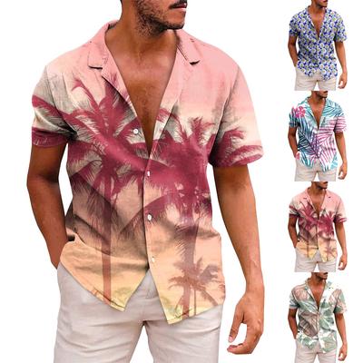 Men's Hawaiian Printed Button Short Sleeve Shirts Men's Casual Fashion Short Sleeve Shirts
