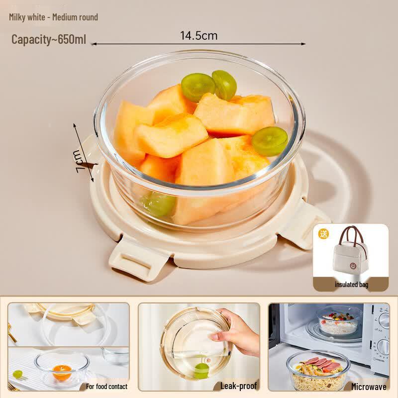 Microwave Safe Round Glass Food Storage Container
