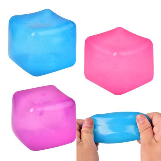 3Pcs Stress Cube Fidget Toy Anxiety Relief Ice Cube Squeeze Decompression Toy Soft Stress Ball Sensory Toy Kids Teens Adults Gift