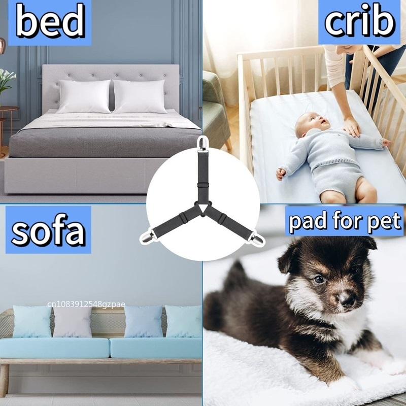 4 Stück Bettlakenklammern, elastische Bänder, verstellbare Klammern, Bettlakenverschlüsse, Halter, Gadgets für Home Organizer, Matratzenbezug-Clips