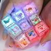 Water Activated Light Up Ice Block LED Glowing Block Block with Cartoon Pattern For Toddler Bath Time Entertainment Toy