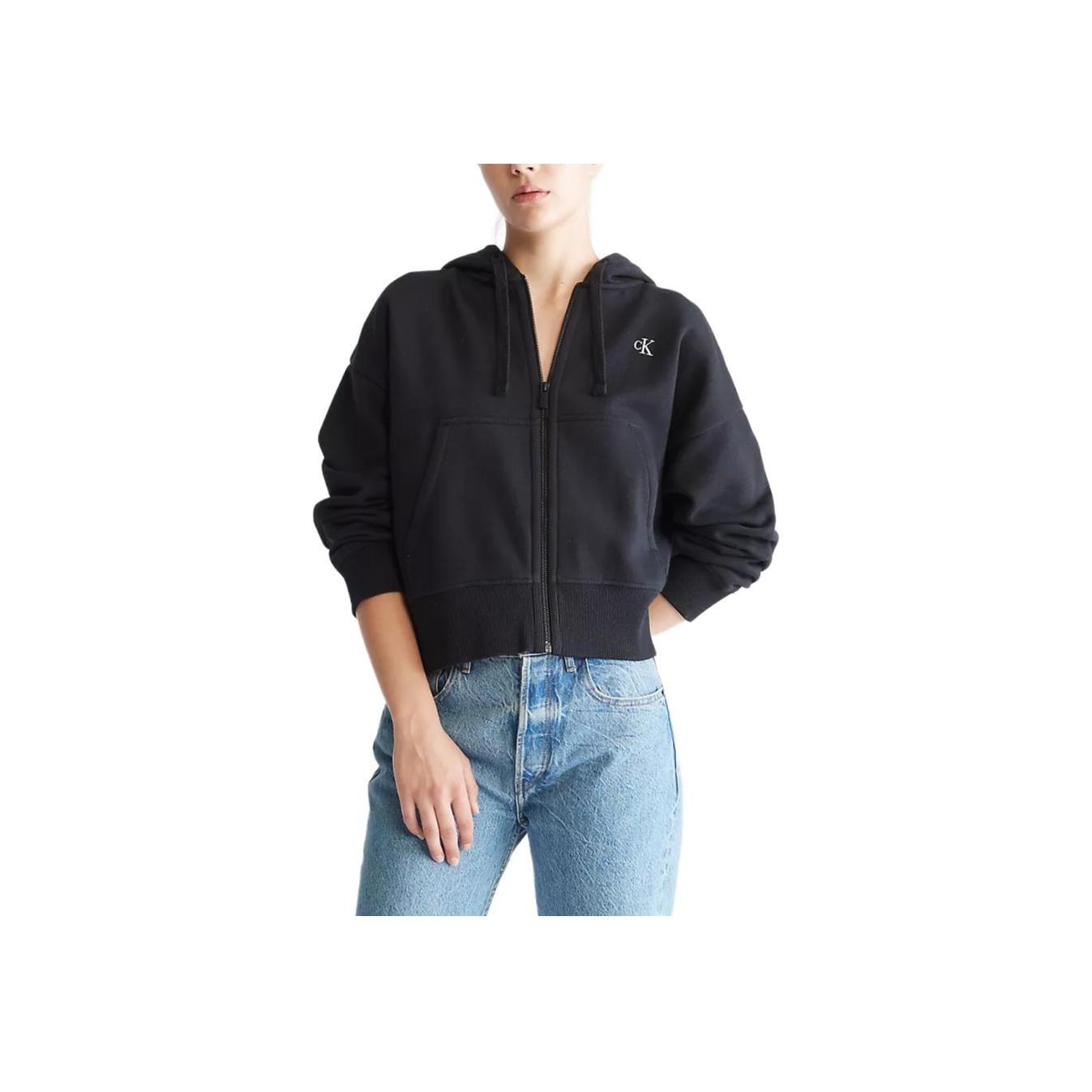 

Calvin Klein Свободный крой на молнии с капюшоном и заниженной линией плеч с длинным рукавом, женские куртки, черный цвет 40WP104-001 S