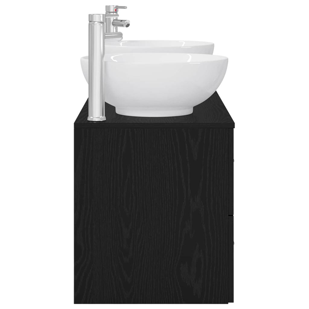 Bathroom Furniture Set 3 Pcs Black 129 X 44.5 X 80 Cm