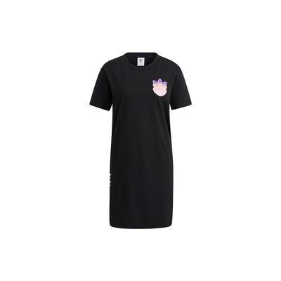 Originals Triple Logo Graphic Breathable Short Sleeve Dress Women Black HF0115