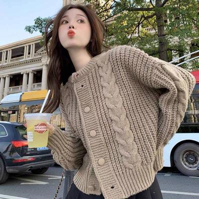 Slouchy Knitted Cardigan Autumn and Winter 202 Sweater On the Outside Women Retro Simple and Versatile Cardigan Sweater Female