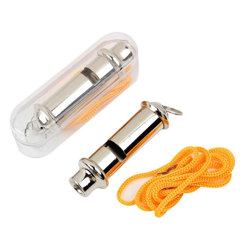 Metal Referee Whistle With Lanyard Neck Rope Cord Emergency Security Outdoortrainning Whistle 1Pc