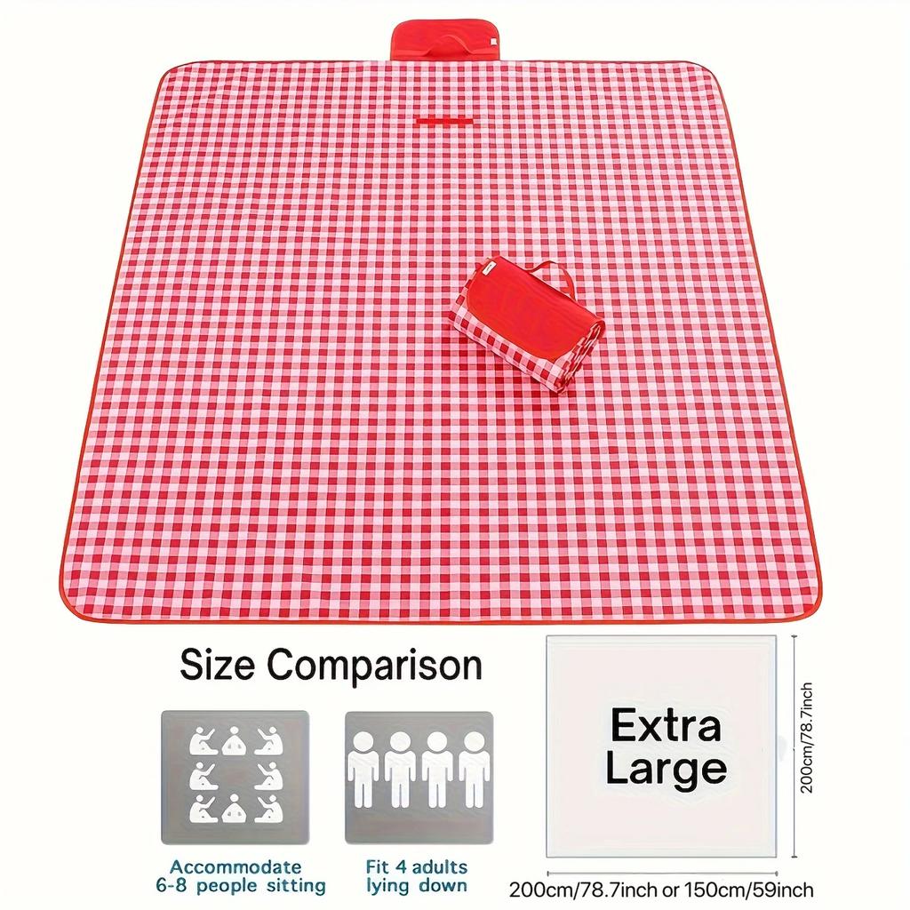 Manta de picnic para exteriores: manta de camping portátil extragrande para playa, parque, barbacoa y actividades familiares en interiores y exteriores.